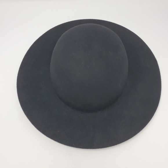 H & M DIVIDED 100% WOOL BLACK HAT FLOPPY FESTIVAL CLASSIC WOMEN SIZE LARGE 58 - Picture 8 of 12